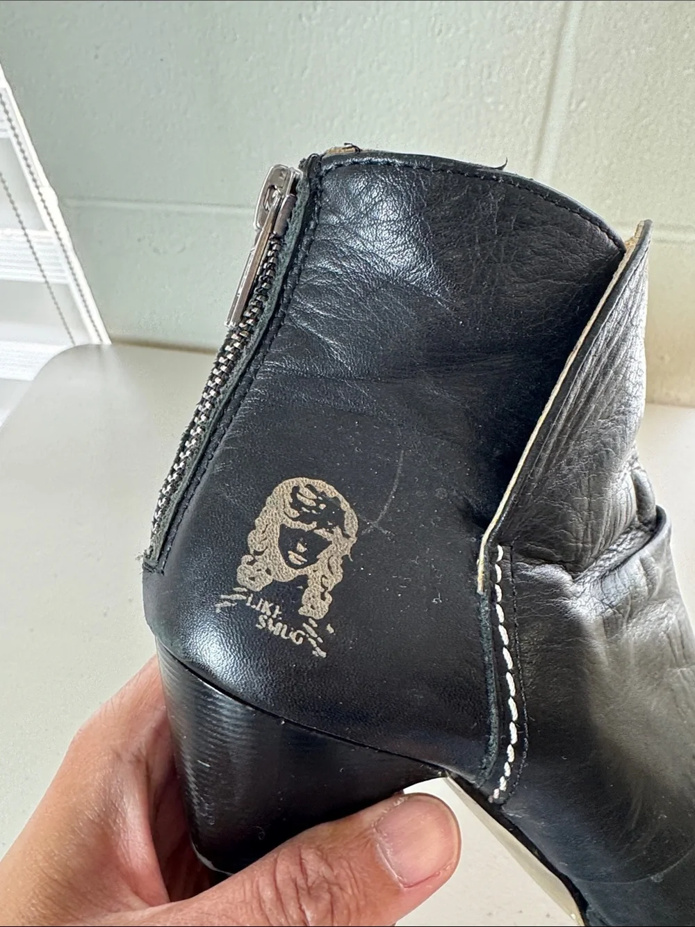 LIKE SMUG Black Leather Heeled Ankle Boots Size 36 Platform Moto Boho Steampunk - Picture 11 of 15